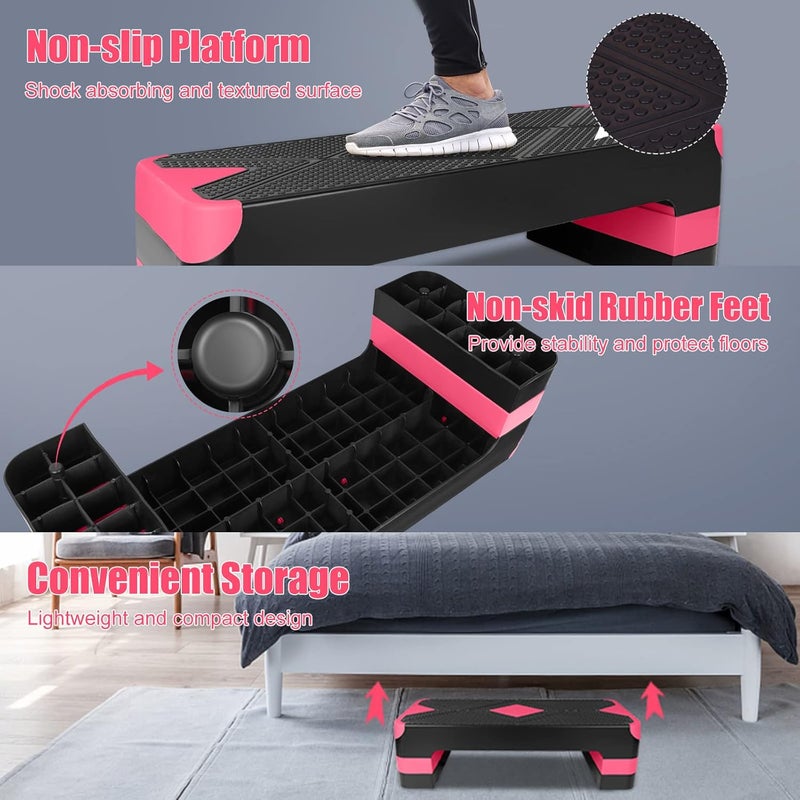 HooKung Adjustable Workout Aerobic Stepper in Fitness & Exercise Step Platform Trainer 3 settings adjustable height 4”-6”-8” - Image 5
